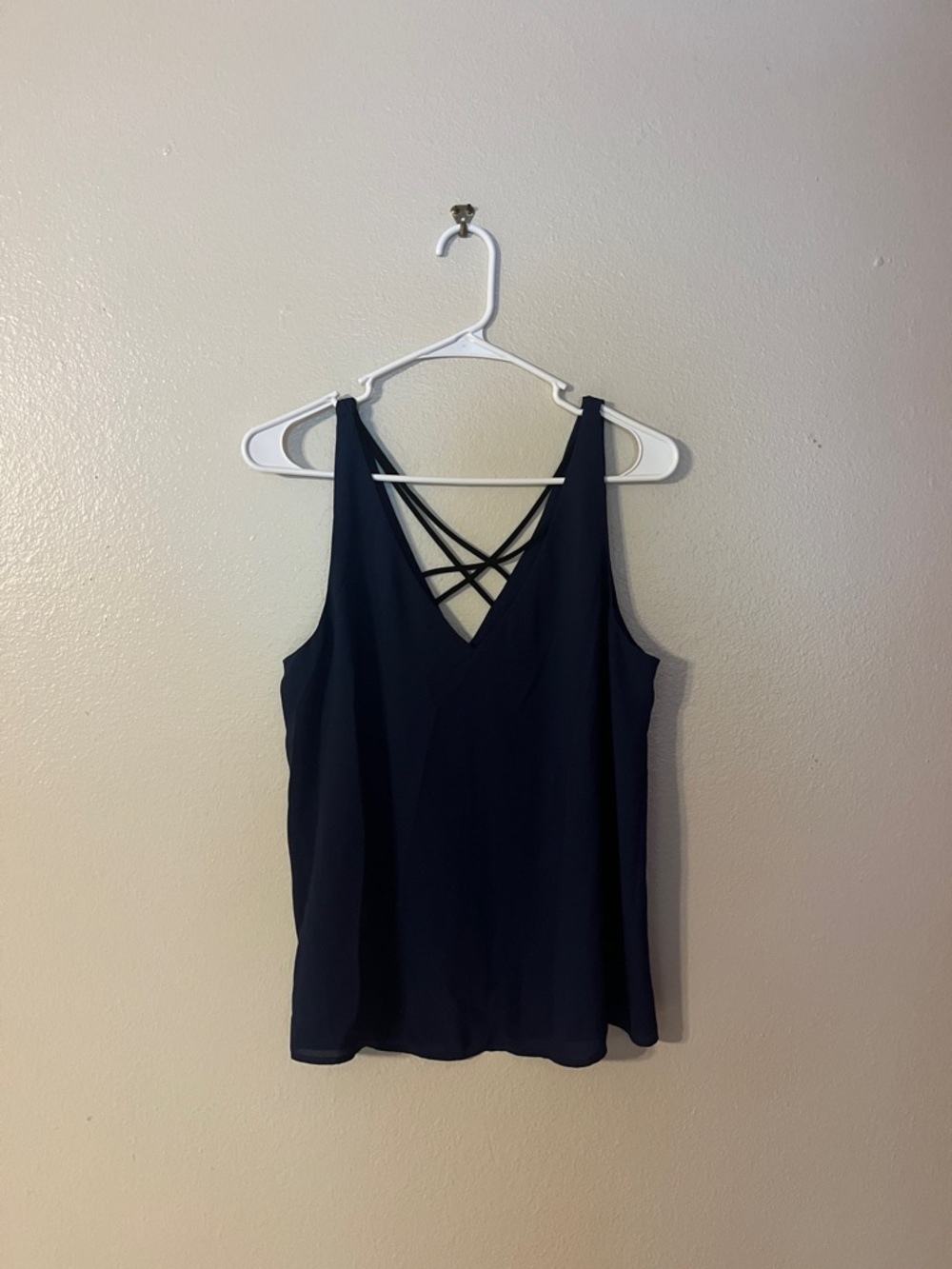 Express Navy V-Neck Crisscross Camisole